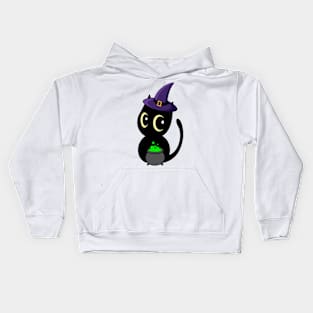 Cute Black cat is a witch Kids Hoodie